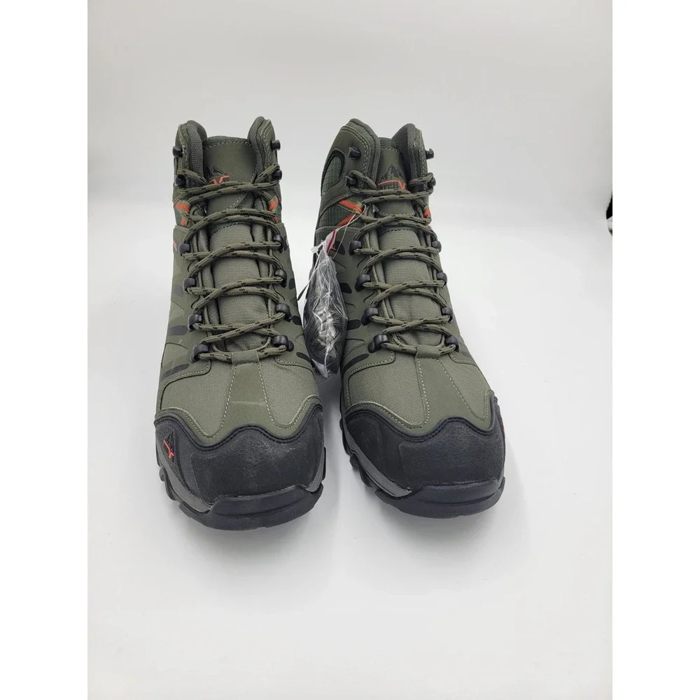 Men's Mid Ankle Hiking Boots Waterproof Outdoor Work Shoes Army Green BK Sz 14